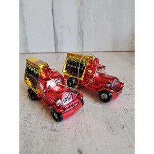 Vintage Coca-Cola red truck bottle delivery car glass ornament Xmas set